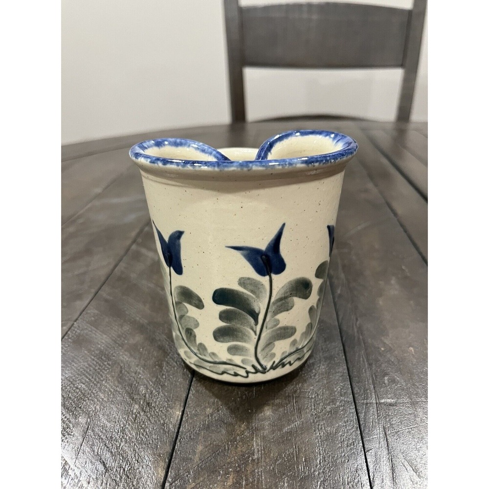 Bujno Blue Stoneware Studio Pottery‎ Crock Floral Vase 2001 SIGNED